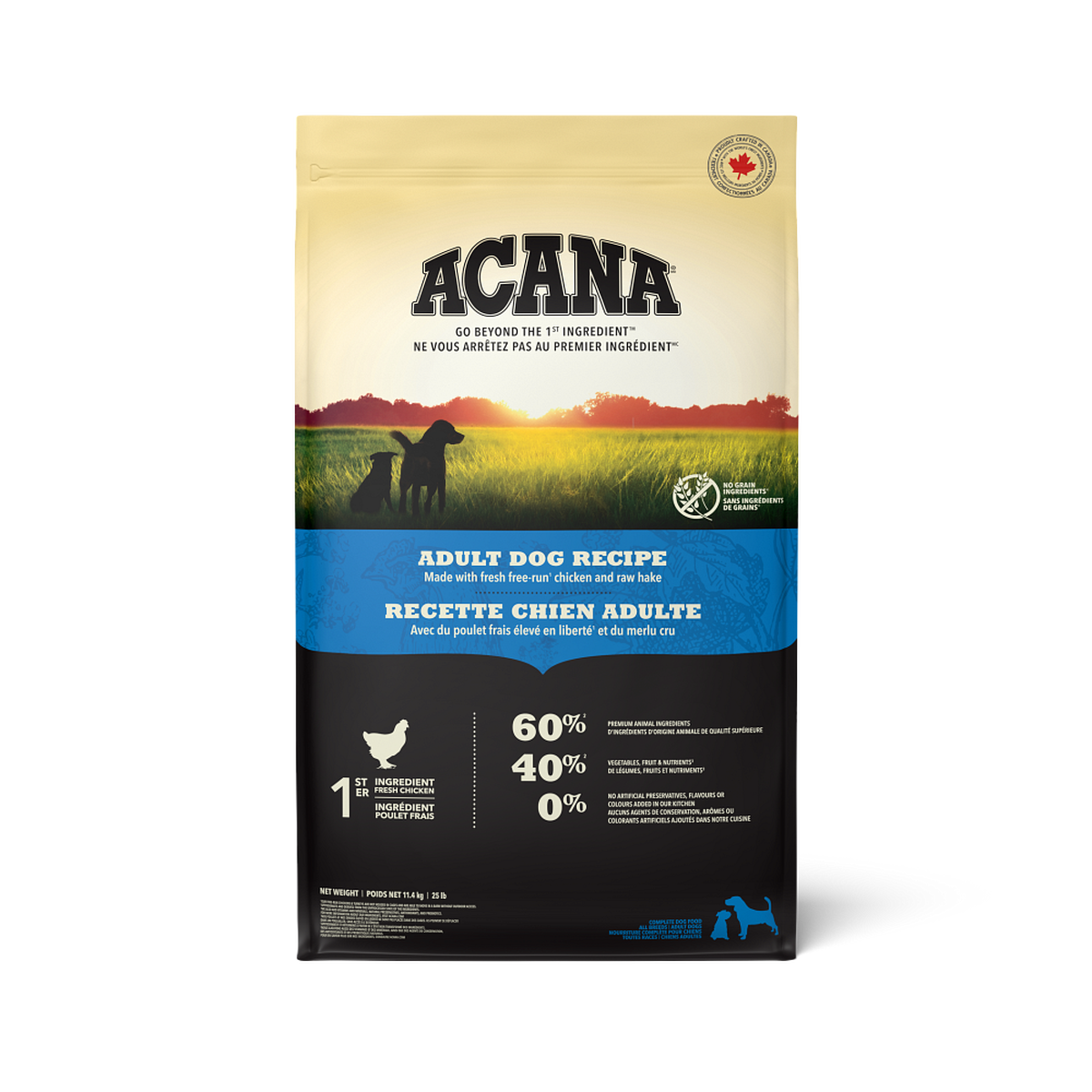 Where is Acana dog food made and what about the ingredient?